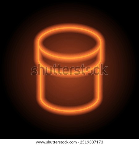 Box round simple icon vector. Flat design. Orange neon on black background.ai