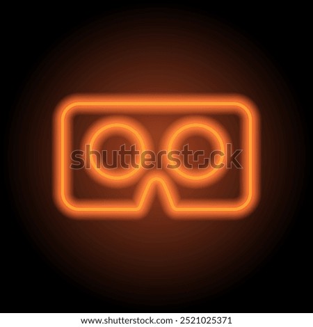 Vr cardboard simple icon. Flat design. Orange neon on black background.ai