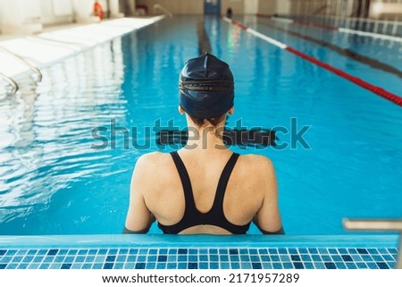 Similar – Image, Stock Photo Slim anonymous woman preparing for practicing yoga on pier