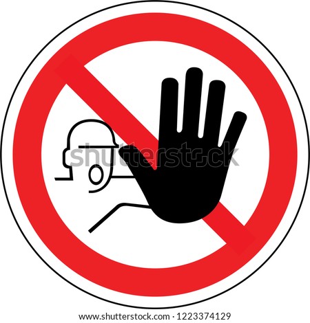 Sign in France: hand, Do not enter sign. Warning red circle icon isolated on white background. Prohibition concept.  Stockfoto © 