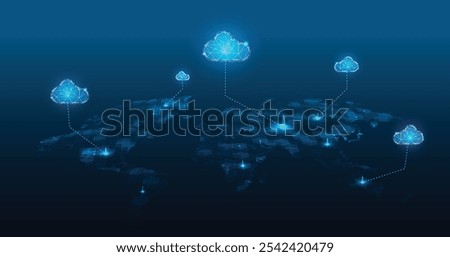 Multiple cloud symbol vector illustration, 2D cloud, 3D cloud, multi-cloud work connected data.