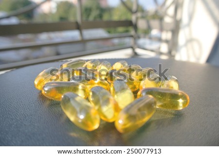 Omega 3 fish oil gel capsules. Food supplement.