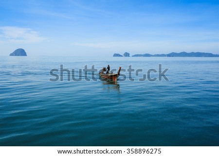 Adventure Landscape Background Wooden Fishing Boat On Sea Coast Of Tropical Island In Thailand At Adventure Landscape Background Wooden Fishing Boat On Sea Coast Of Tropical Island In Thailand At