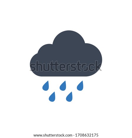 Heavy rain vector icon on white background