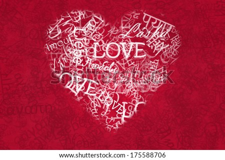 Nice romantic background made of word love written in various languages