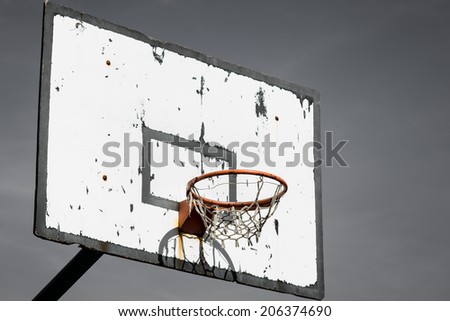Dramatic outdoor basketball basket