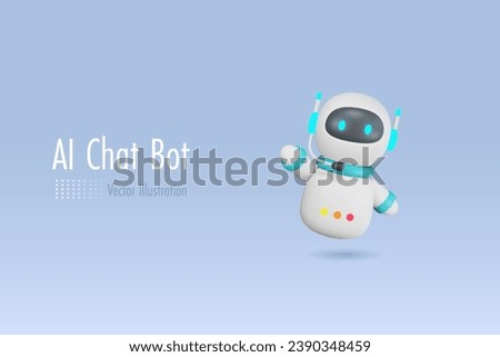 AI chat bot, Artificial intelligence robot answer questions and provide smart solution to user. 3D cartoon character. Vector.