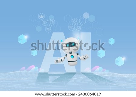 AI chat robot in cyberspace background. AI robotics and chatbot innovation technology influence in people lifestyle and worldwide trends. 3D vector.
