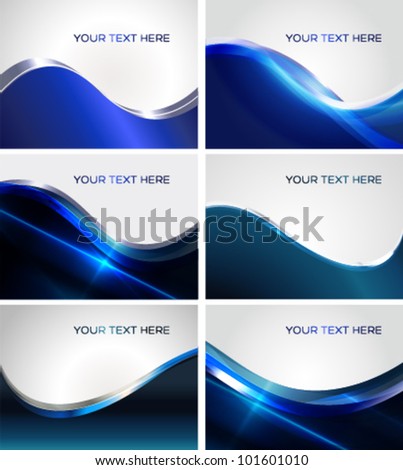 Stylish Wavy Business Card Template Set (Ideal For Brochure & Flyer ...