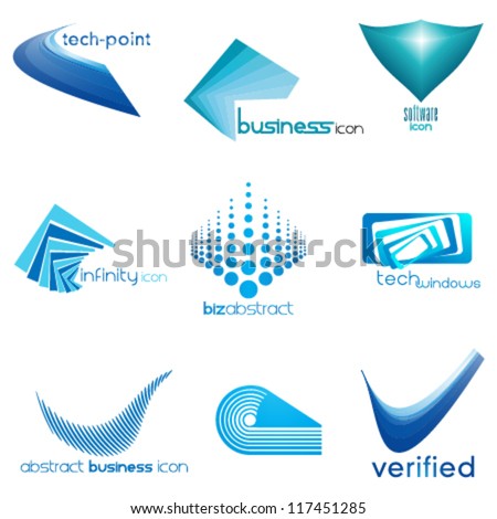 set of abstract business & technology icons, logo set