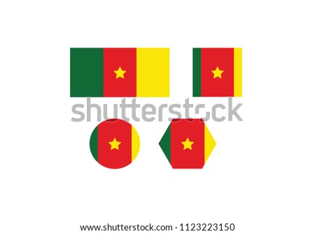 Cameroon national flag set africa symbol emblem coat of arms green red yellow