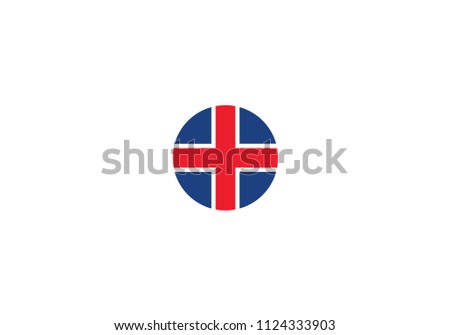 Iceland national flag coat of arms red cross blue white country emblem symbol state