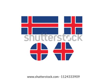 Iceland national flag coat of arms red cross blue white country emblem symbol state