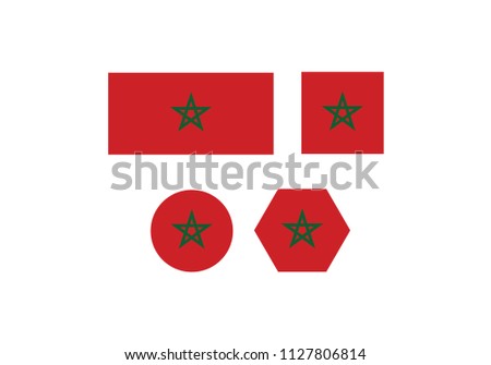 Morocco national flag set red country emblem coat of arms state symbol 