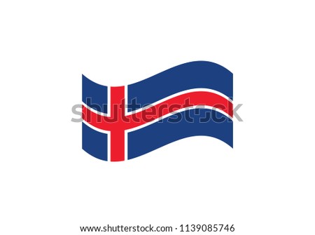 Iceland flag waving coat of arms national symbol country emblem