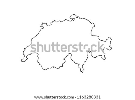 Switzerland outline map national borders country shape
