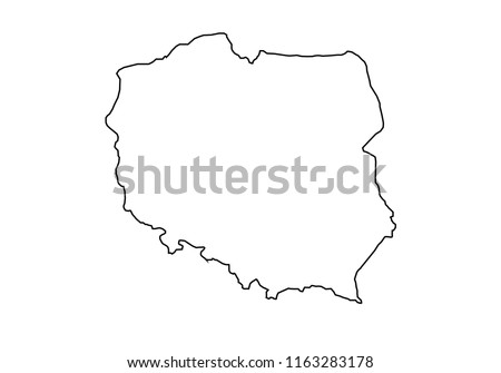 Poland outline map national borders country shape