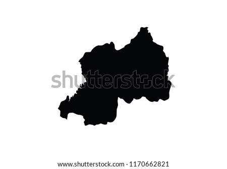 Rwanda outline map country shape