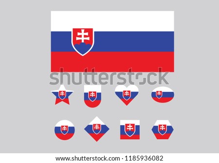 Slovakia national flag set country emblem state symbol