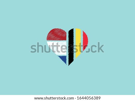 Netherlands Belgium love symbol heart shape friendship flag emblem