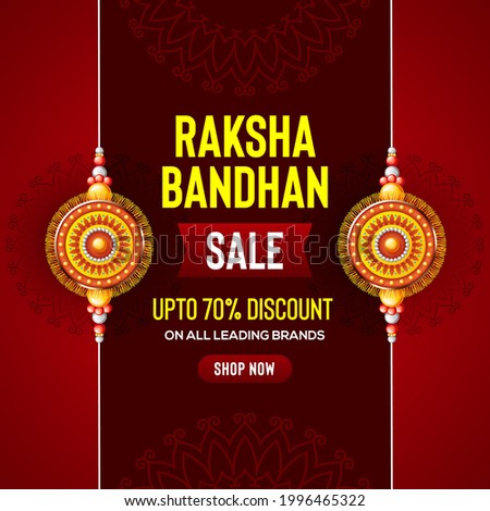 Creative background with decorated rakhi for Raksha Bandhan Sale  – Indian festival of sisters and brothers.