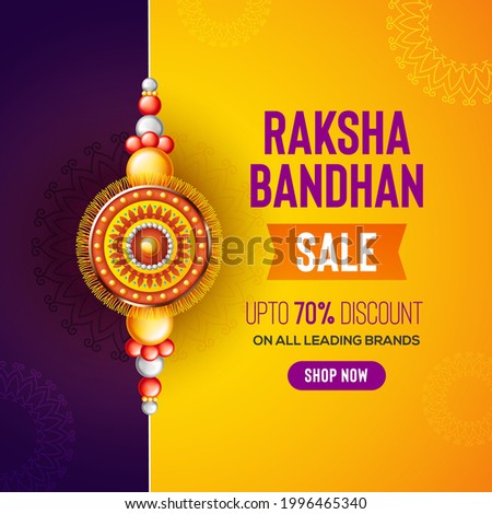 Creative background with decorated rakhi for Raksha Bandhan Sale  – Indian festival of sisters and brothers.