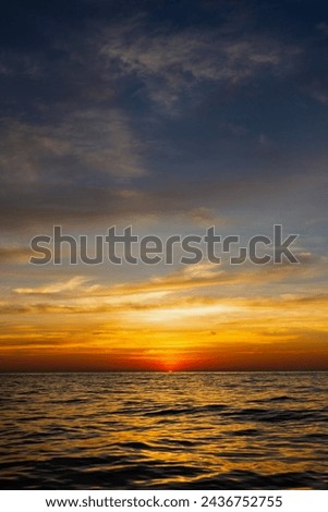 Similar – Image, Stock Photo The sun sets behind a row of leafless trees