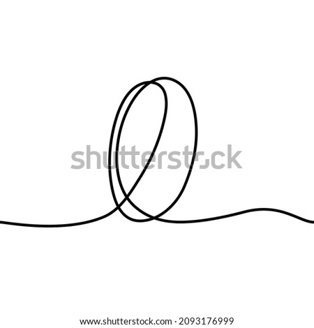 0, zero, number, sign in the form of one continuous line. Mathematical symbol, minimalistic simple arabic numerals icon, logo. vector illustration Foto stock © 