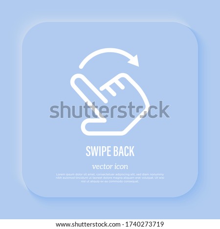 Swipe to right by finger. Hand gesture with arrow. Thin line icon for app. Vector illustration.