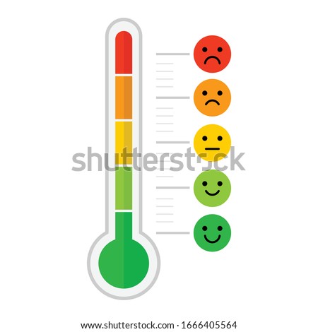 thermometer emotional scale difference icon. face emotion happy normal and angry. vector illustration flat design. isolated on white background. Temperature and weather forecast.