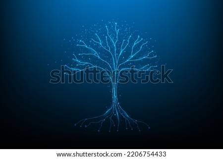 tree big data digital technology networker. online digital cloud storage.business innovation technology cyber polygon. artificial intelligence data in the future.vector illustration digital fantastic.