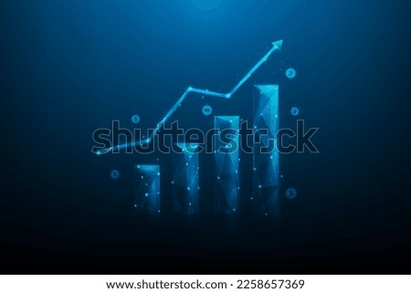 Business stock trading graph growth digital technology. Income and profit return on investment. vector illustration fantastic low poly wirefqme design.