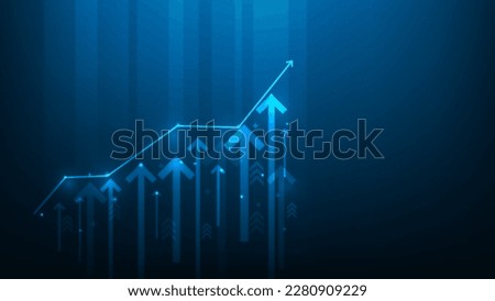 investment graph arrow growth digital on blue dark background. graph technology to success. financial data increase strategy. market chart profit money. vector illustration fantastic.