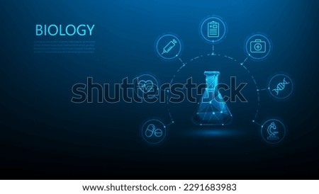 biology science technology digital with icon on blue background. test tube hospital technology. healthcare and medical. vector illustration digital fantastic design. 