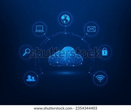 cloud computing tata technology on blue dark background. Low poly big data online concepts. modern business technology. vector illustration modern design.