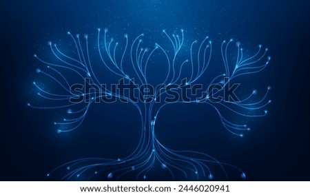 tree data storage digital technology online internet network. big data branch on blue background. vector illustration fantastic digital design