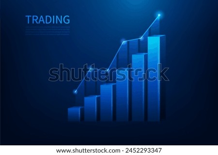 3d business investment trading stock graph profit on blue background. finance chart growth increase. vector illustration fantastic design.