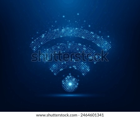 wifi network technology communication dot on blue background. wireless global sign concept. vector illustration fantastic hi-tech design. 