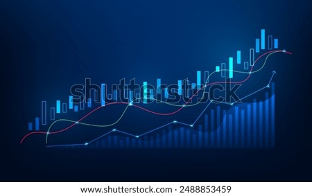 business stock market investment graph growth technology background. chart economy forex finance increase rise. vector illustration fantastic hi-tech design.