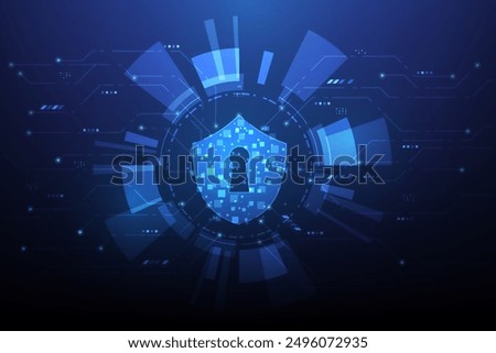 shield key protection internet network security systems technology background. cyber security digital data padlock. vector illustration fantastic hi-tech design.