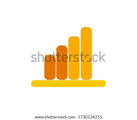Analytics sign in yellow and orange colors.  Symbol of growth in digital marketing.