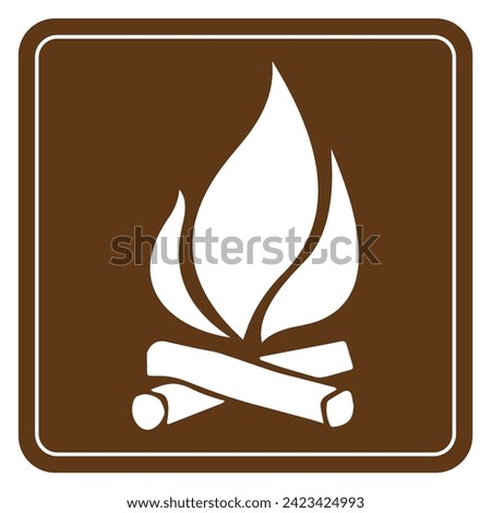 Vector graphic of campground sign indicating a  campfire