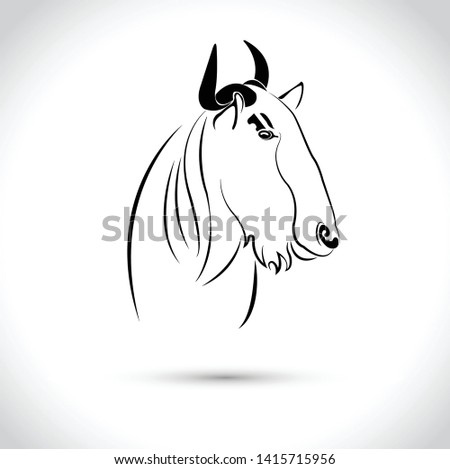 Vector image of an wildebeest head design on white background