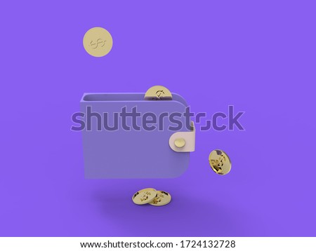 3d rendering il with purse, credin card and coin dollars lustration Imagine de stoc © 