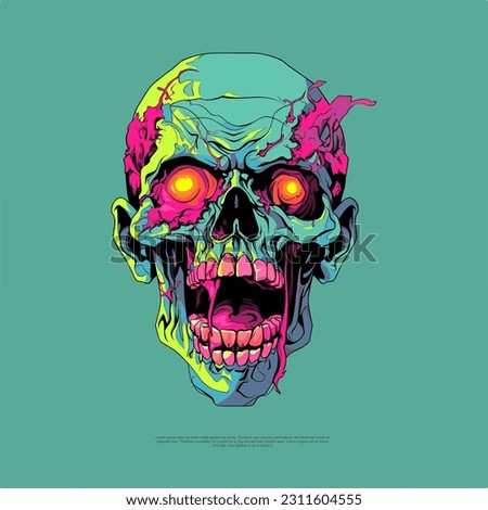 Halloween Character Psychedelic Zombie head vector art illustrations are a mesmerizing blend of vibrant colors and eerie details. They evoke a sense of otherworldly fascination and showcase a unique