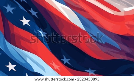 USA Abstract Flag Vector Background with elements of the american flag Star in red and blue colors