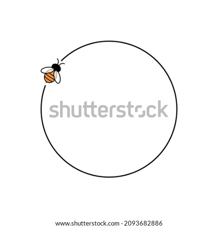 Cute honey bee on round frame for Your design