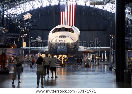 CHANTILLY, VIRGINIA - AUGUST 15: Space Shuttle Enterprise at the National Air and Space Museum\'s Steven F. Udvar-Hazy Center.   Taken August 15, 2007 in Chantilly, Virginia.