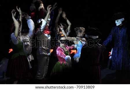 NEW YORK, NEW YORK - NOVEMBER 15: Circus dancers perform during Big Apple Circus show.  Taken November 15, 2007 in New York City.