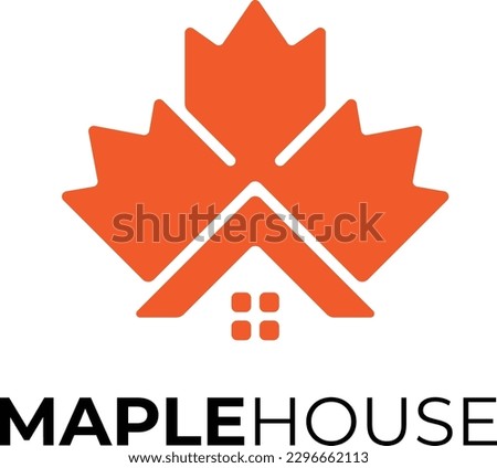 Simple Modern Canada Maple Leaf with House For Construction Company Logo Design Vector
